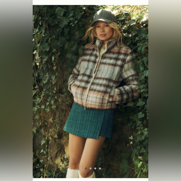 Anthropologie Grey Tweed Plaid Baseball cap - Picture 2 of 3